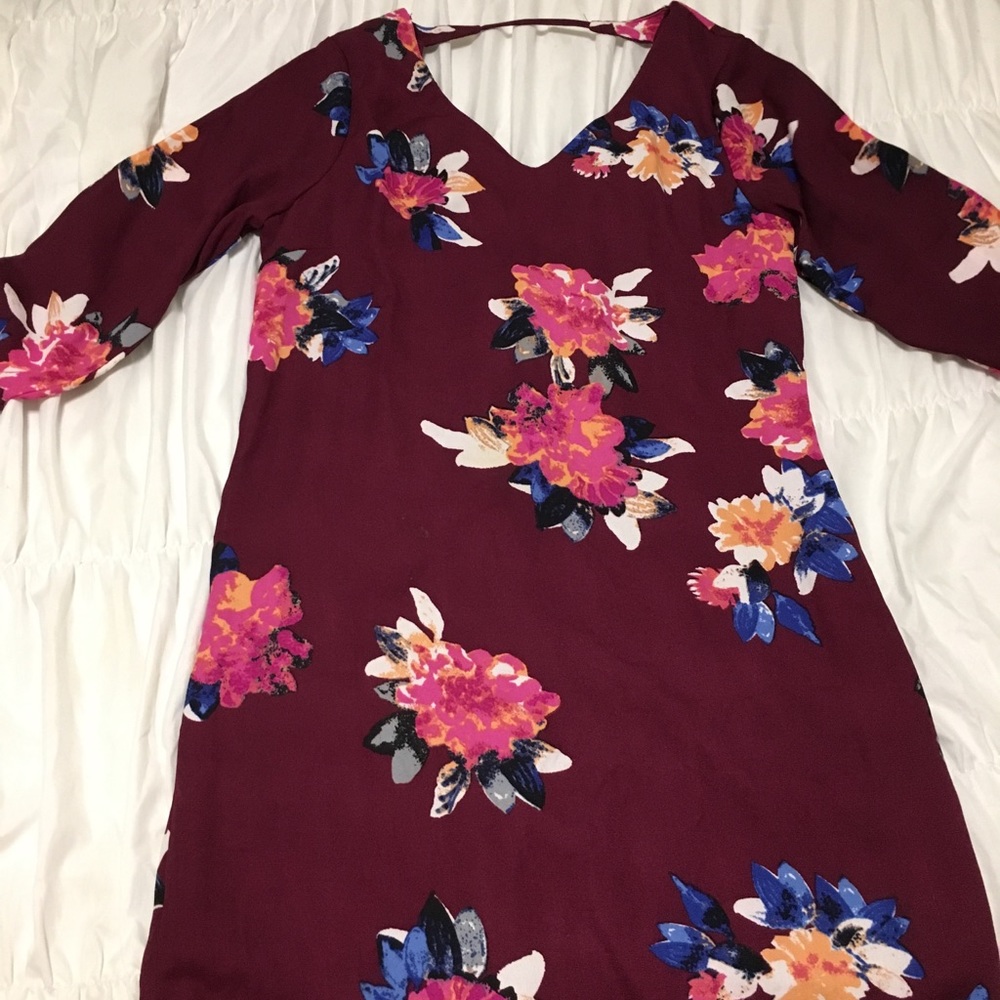 One Love Clothing floral maroon dress